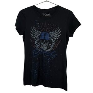 Fox Racing Skull Black Women’s M Motocross Motorcycle Graphic T-Shirt MINTY